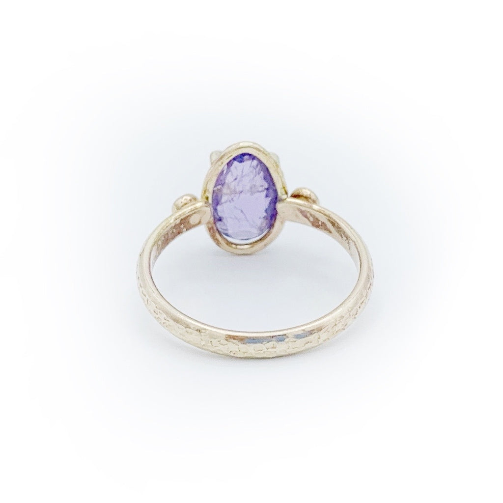 Rose Cut Purple Sapphire and Diamond Ring