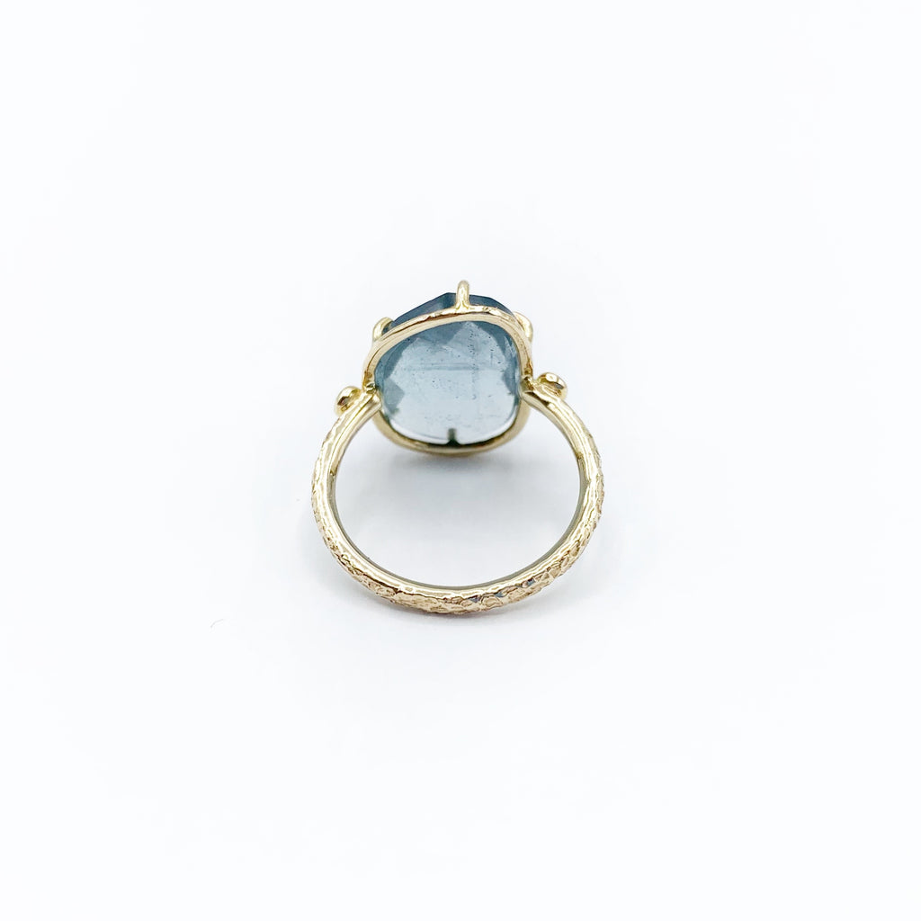 Icy Blue Aquamarine Clutched in Gold