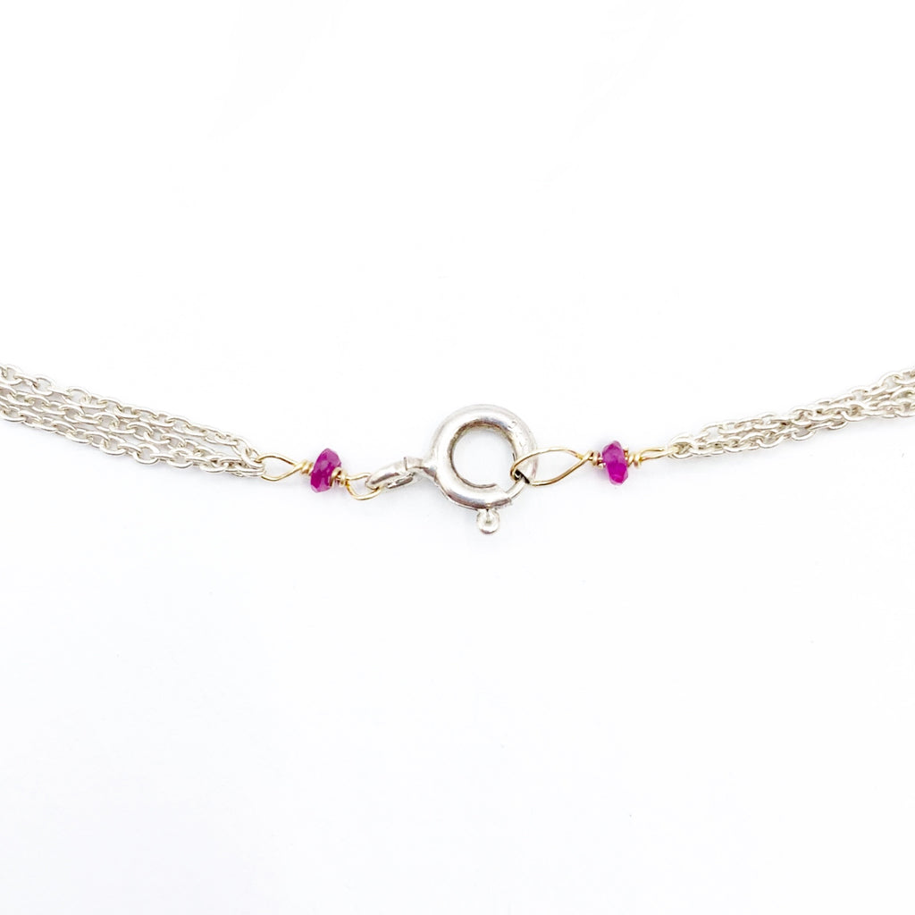 Sterling Silver Branch with Diamonds and Ruby with Ruby Beads