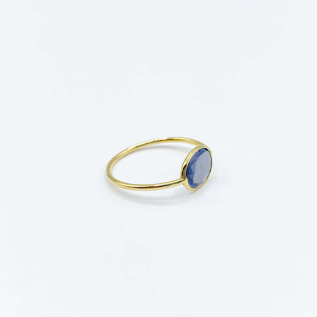 Delicate Rose Cut Sapphire on a Gold Band