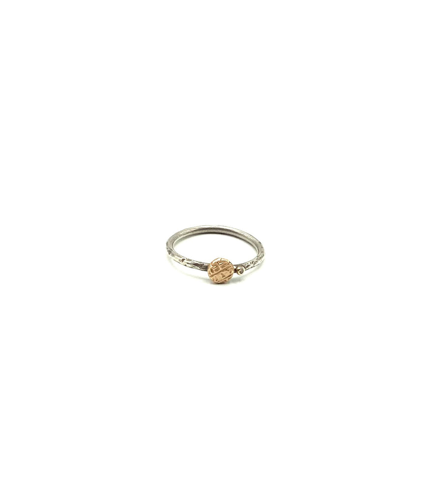 Rose Gold Coin and Diamond Ring