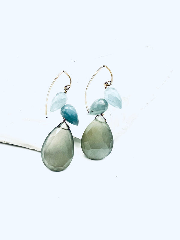 Moonstone And Aquamarine Droplets