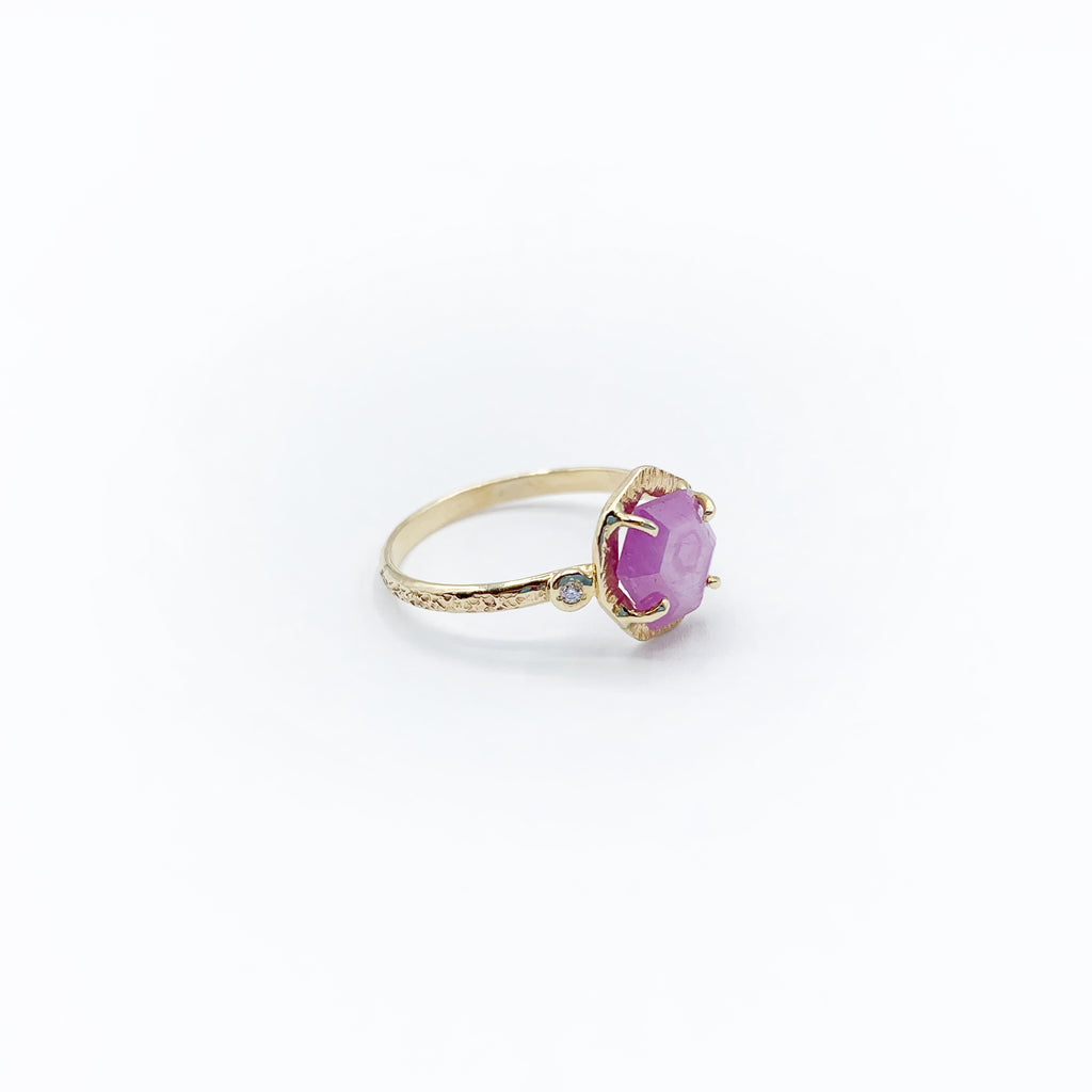 Soft Ruby Delicately Set in Gold