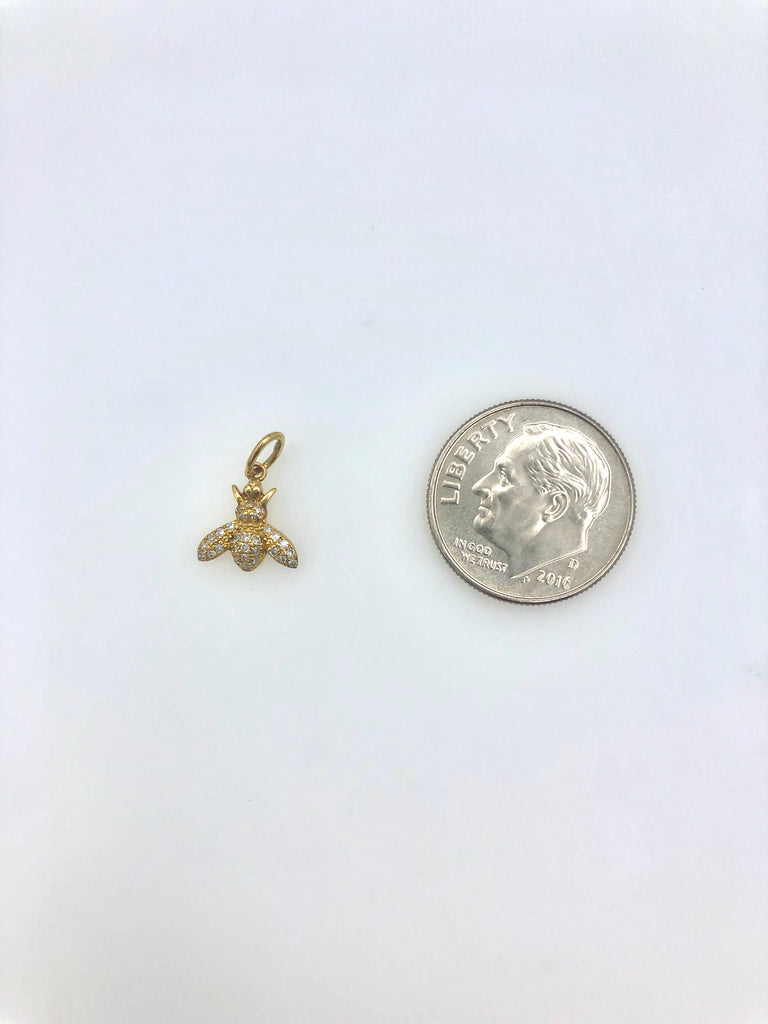 Diamond Bee Pendent in 14 Karat Yellow Gold