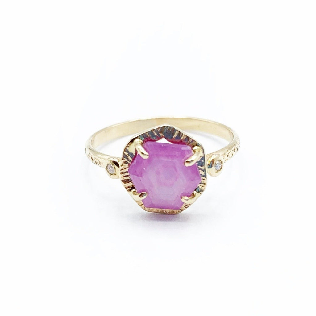 Soft Ruby Delicately Set in Gold