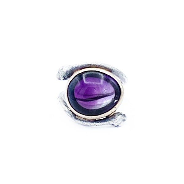 Sterling Silver and 14K Gold Amethyst Snake Ring