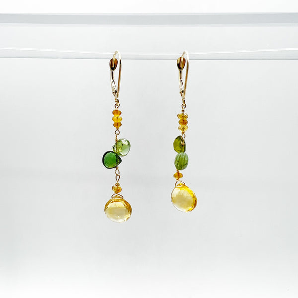 Cascading Citrine and Tourmaline Drop Earrings