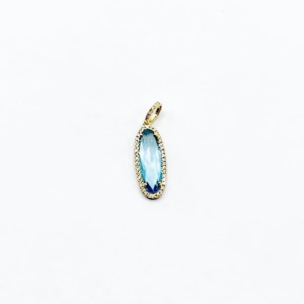 Blue Oval Topaz Surrounded by Teensy Diamonds