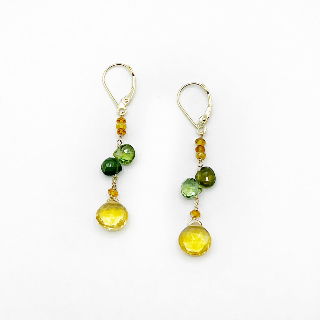 Cascading Citrine and Tourmaline Drop Earrings