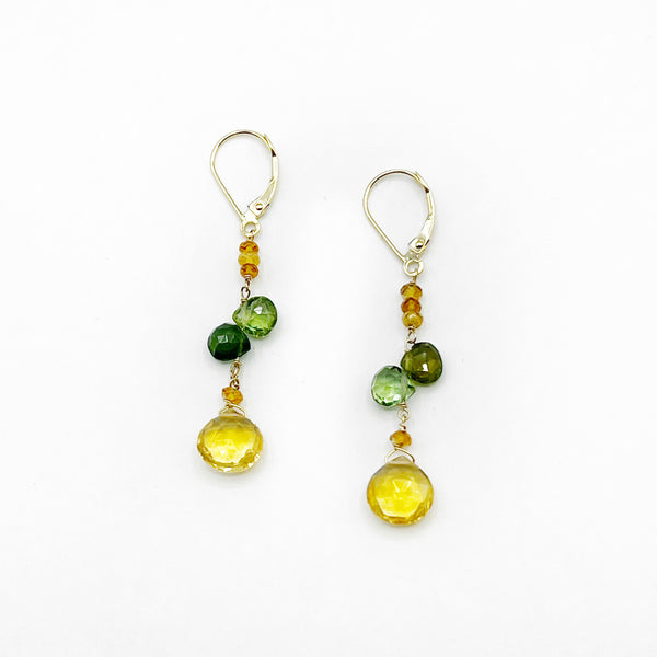 Cascading Citrine and Tourmaline Drop Earrings