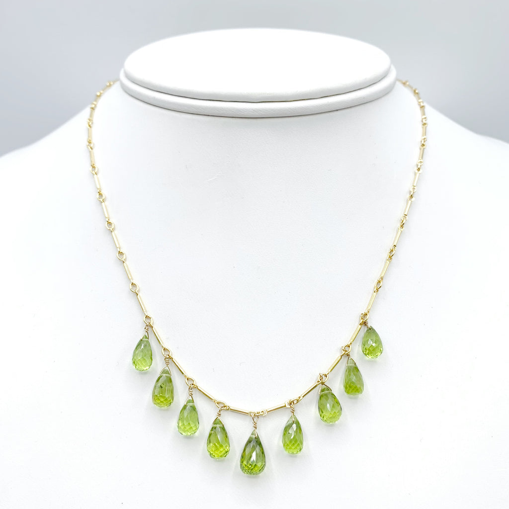 Yellow Gold Filled Peridot Drop Necklace