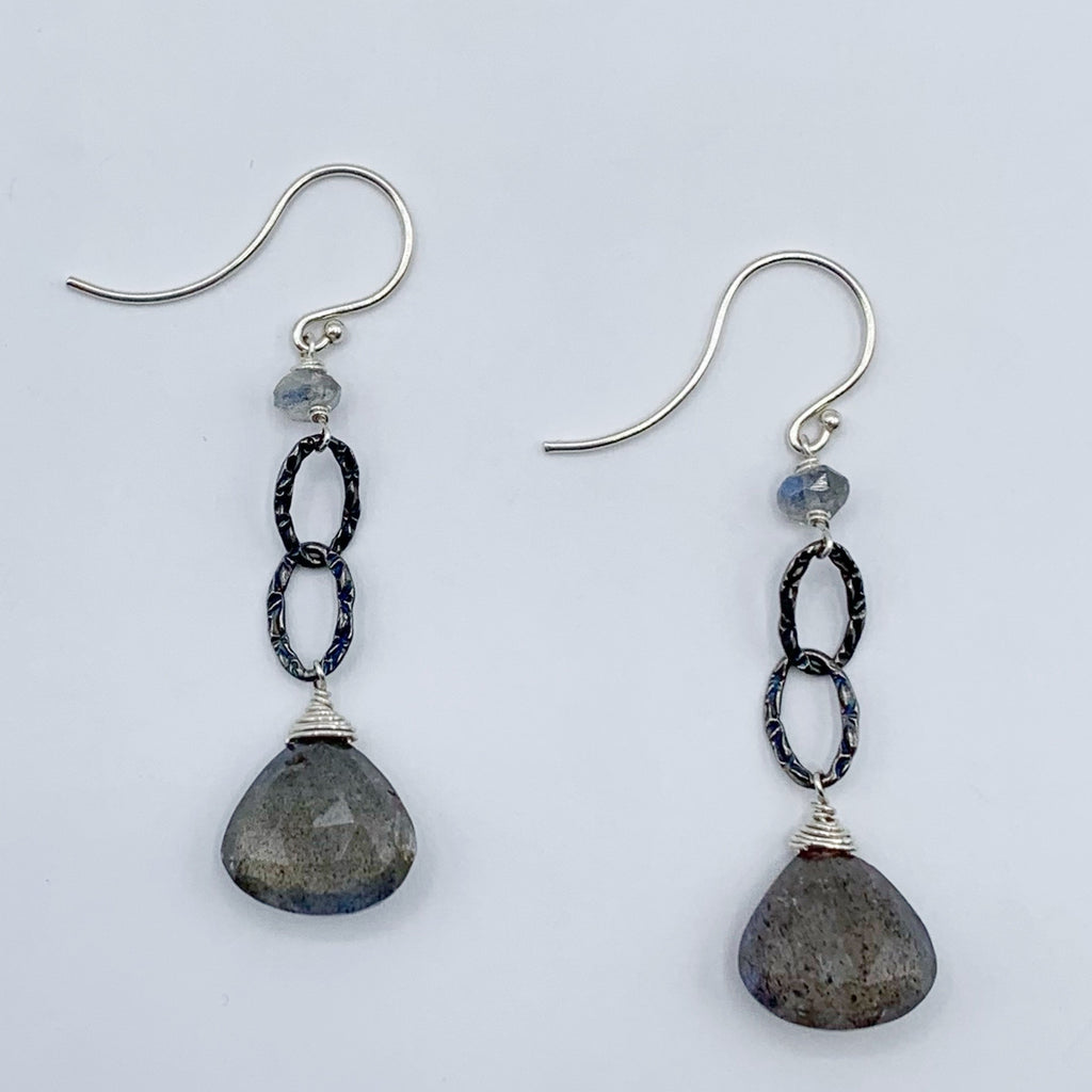 Sterling Silver with Labradorite Briolettes on Wire Earrings