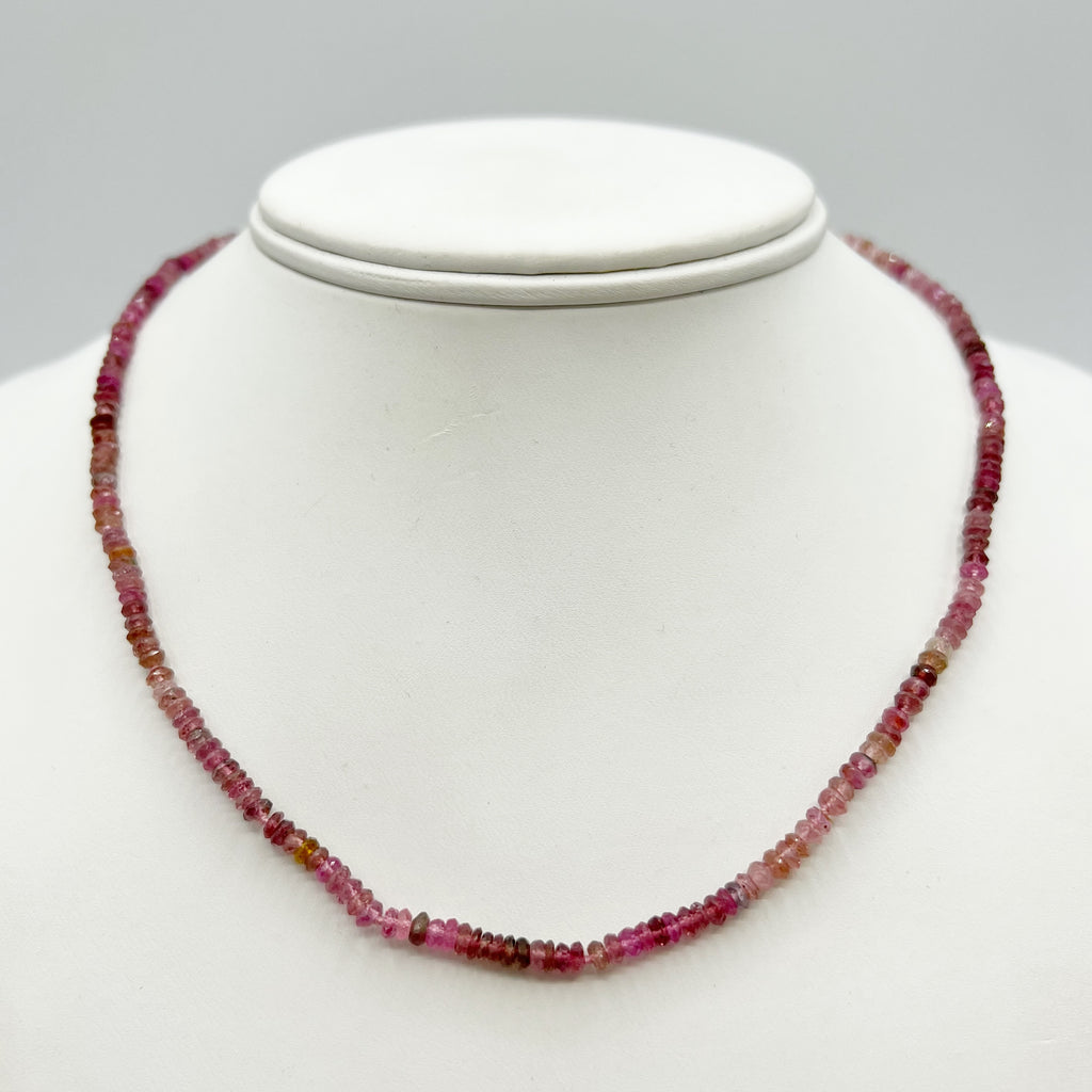 Dusty Rose Tourmaline beads with Gold