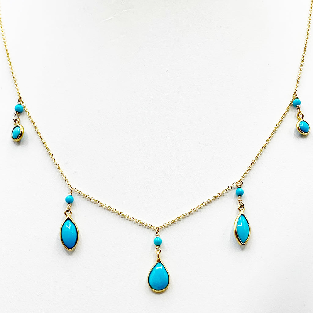 Turquoise Dew Drops on a Golden Chain