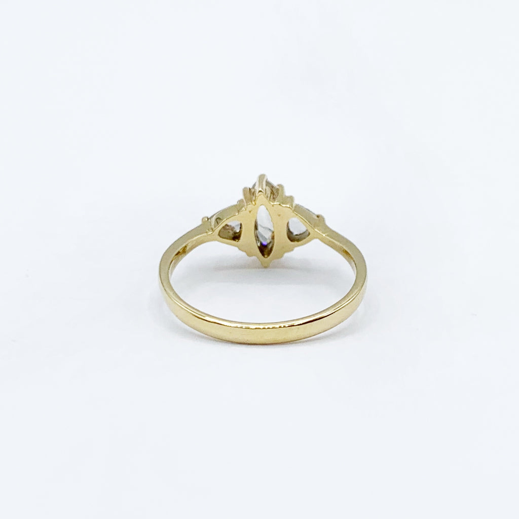 Lighted Marquis and Triangle Diamonds on a Golden Band