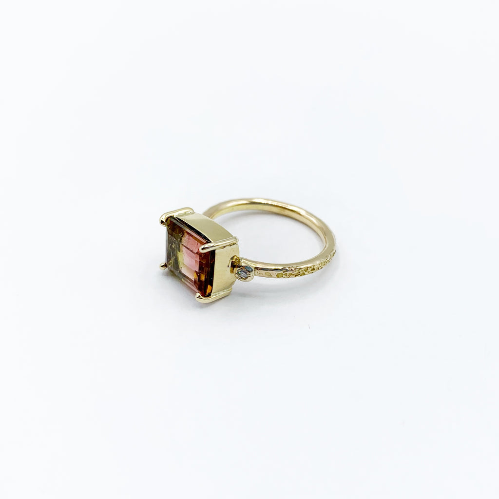 Rainbow of Tourmaline with Diamonds Ring