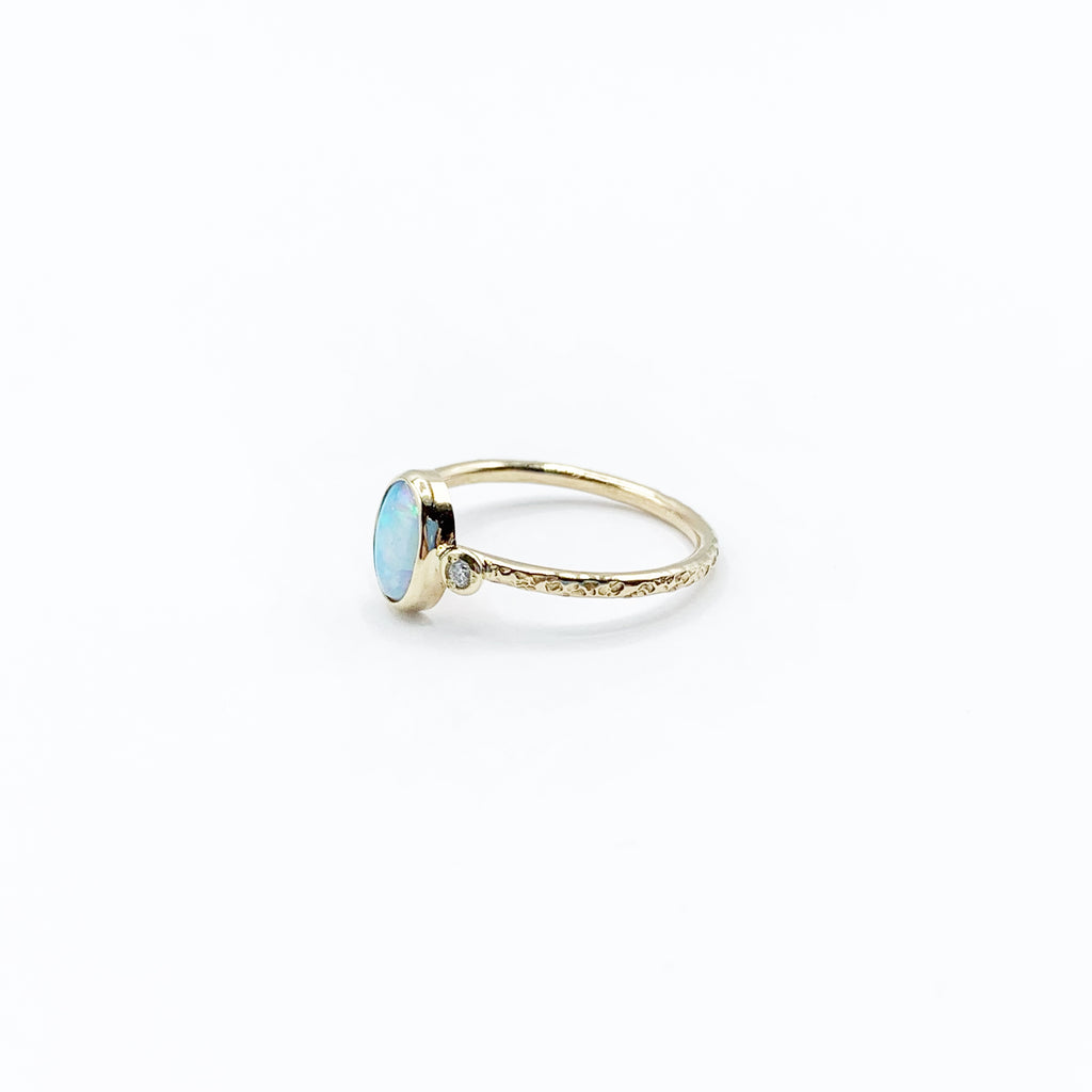 Australian Opal with Diamonds Either SIde