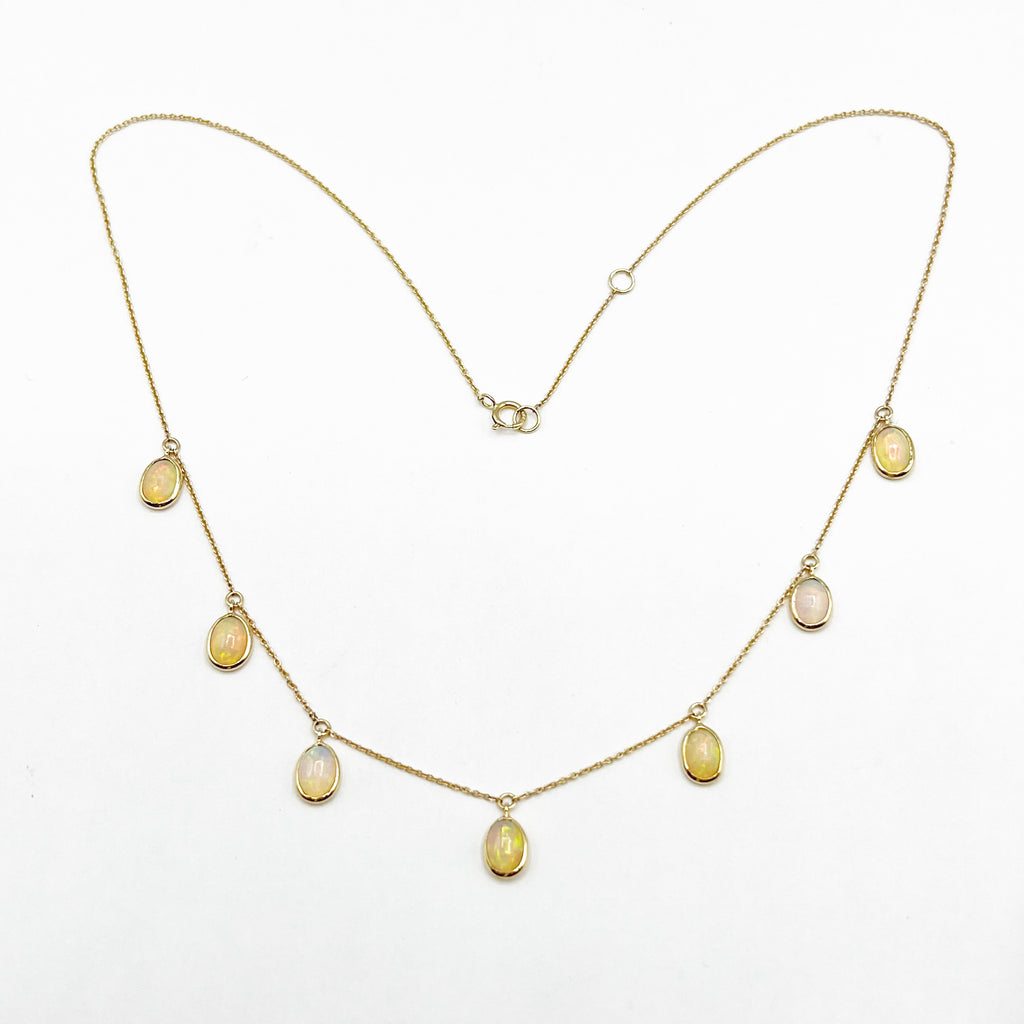 Ethiopian Opal Drops 18 Karat Yellow Gold Necklace
