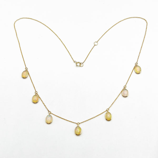 Ethiopian Opal Drops 18 Karat Yellow Gold Necklace