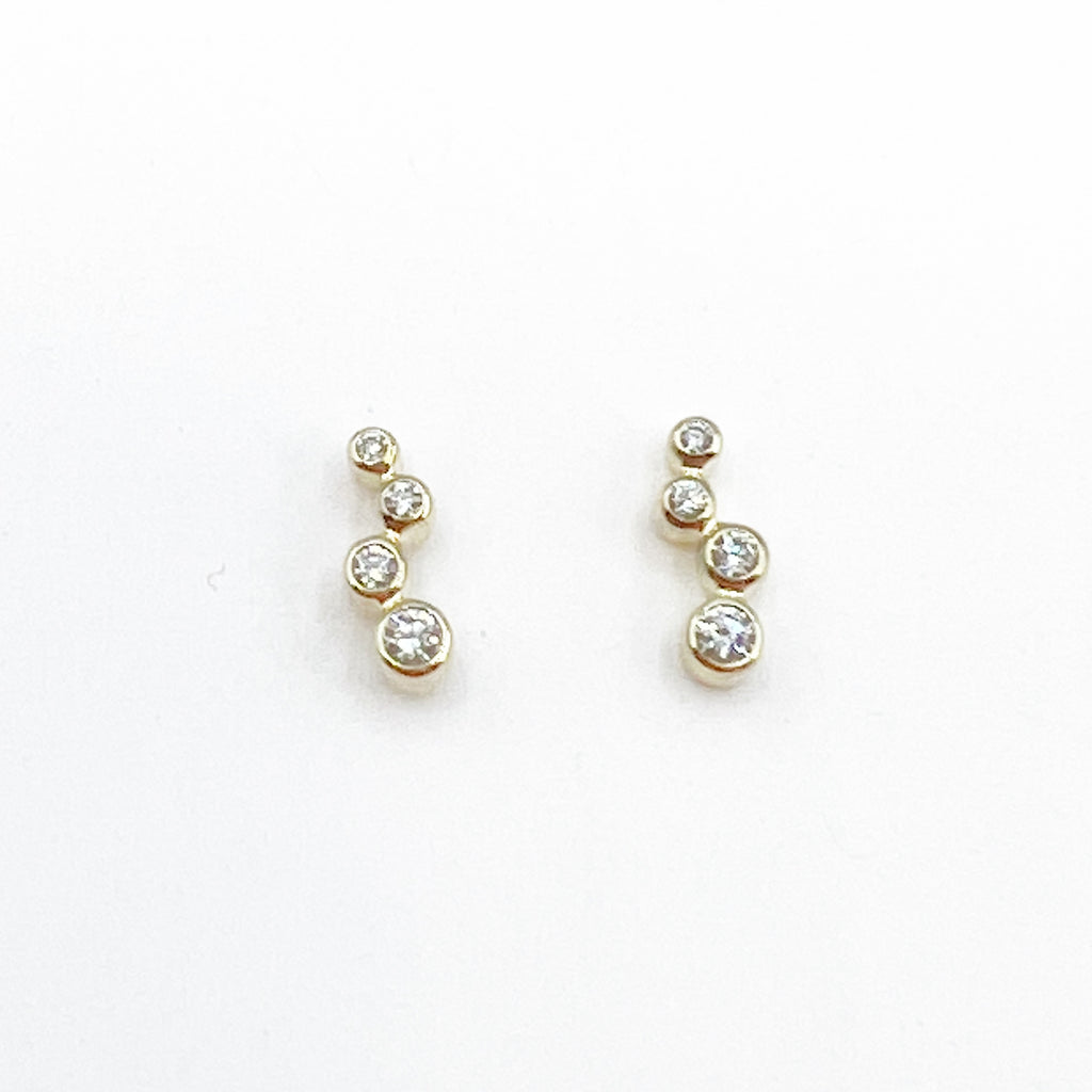 Round Diamond Free Form Droplet Earrings on Post