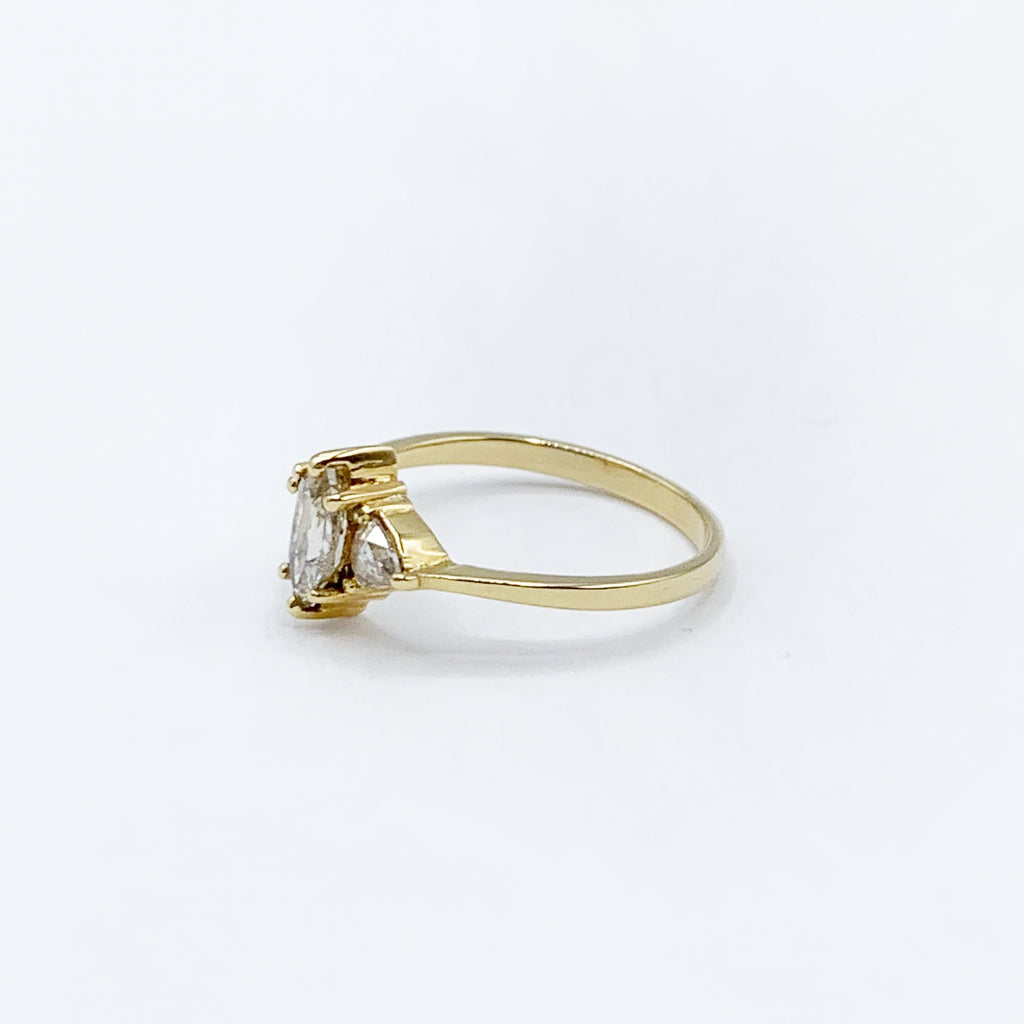 Lighted Marquis and Triangle Diamonds on a Golden Band