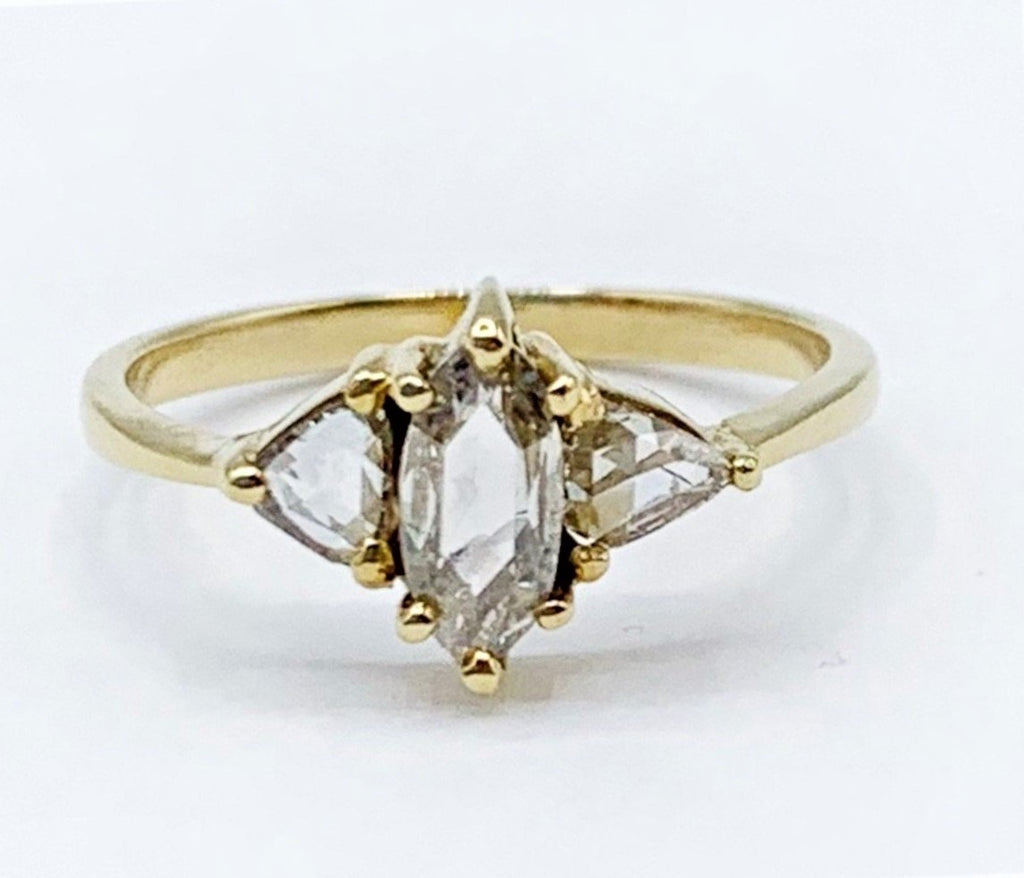 Lighted Marquis and Triangle Diamonds on a Golden Band