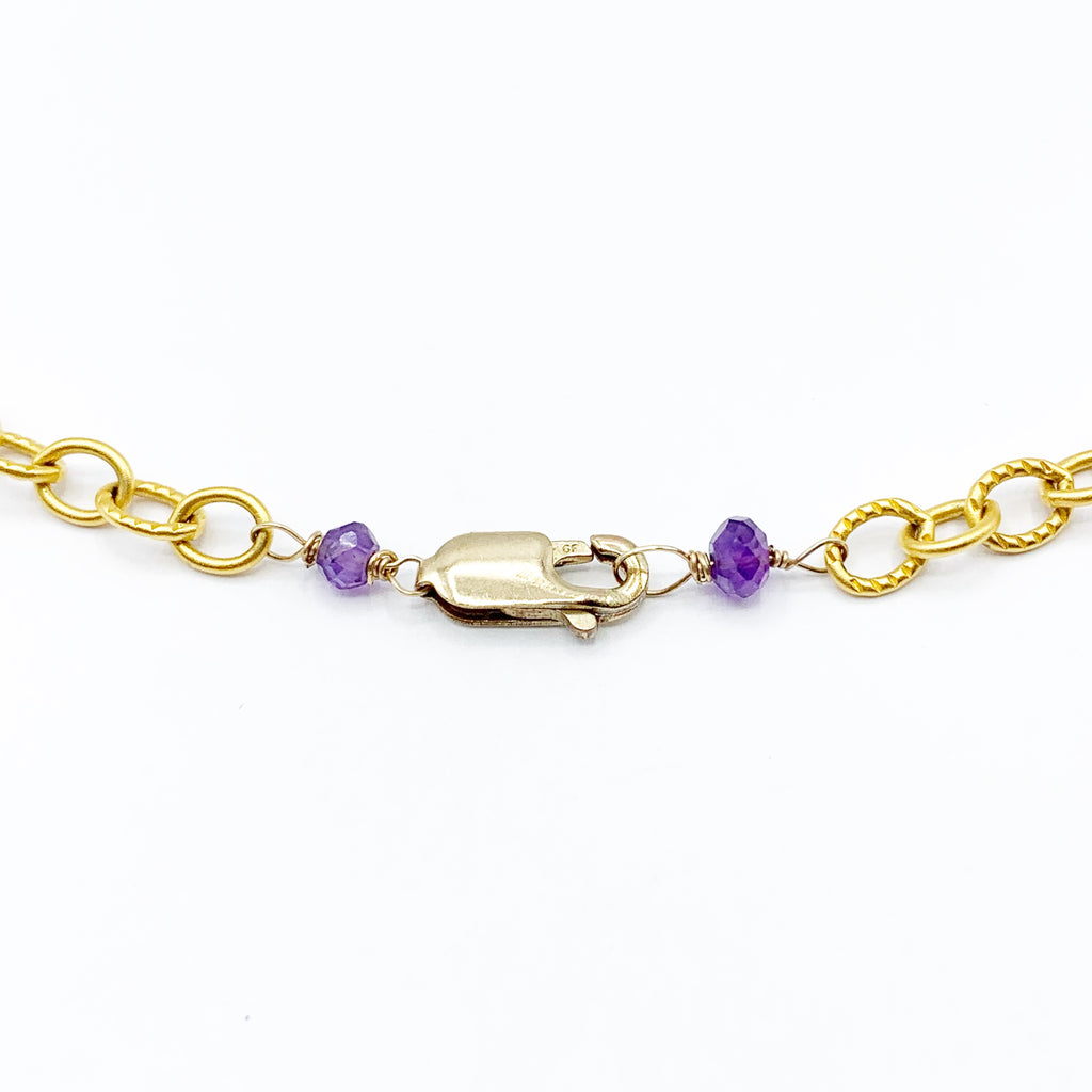 Gold Plated Pear Amethyst and Garnet Necklace