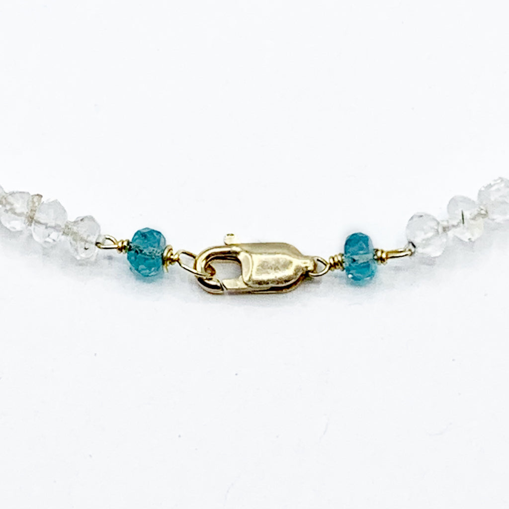 Moonstone Faceted with Apatite Bead and Briolette Necklace
