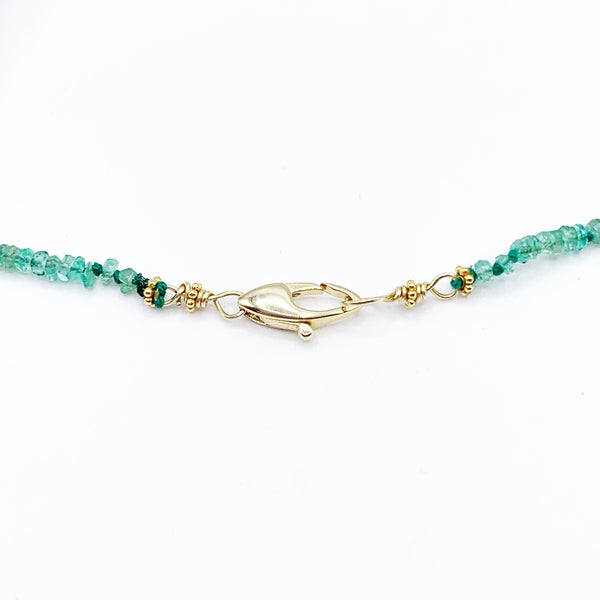 Emerald Beads and 18 Karat Yellow Gold Beads Necklace