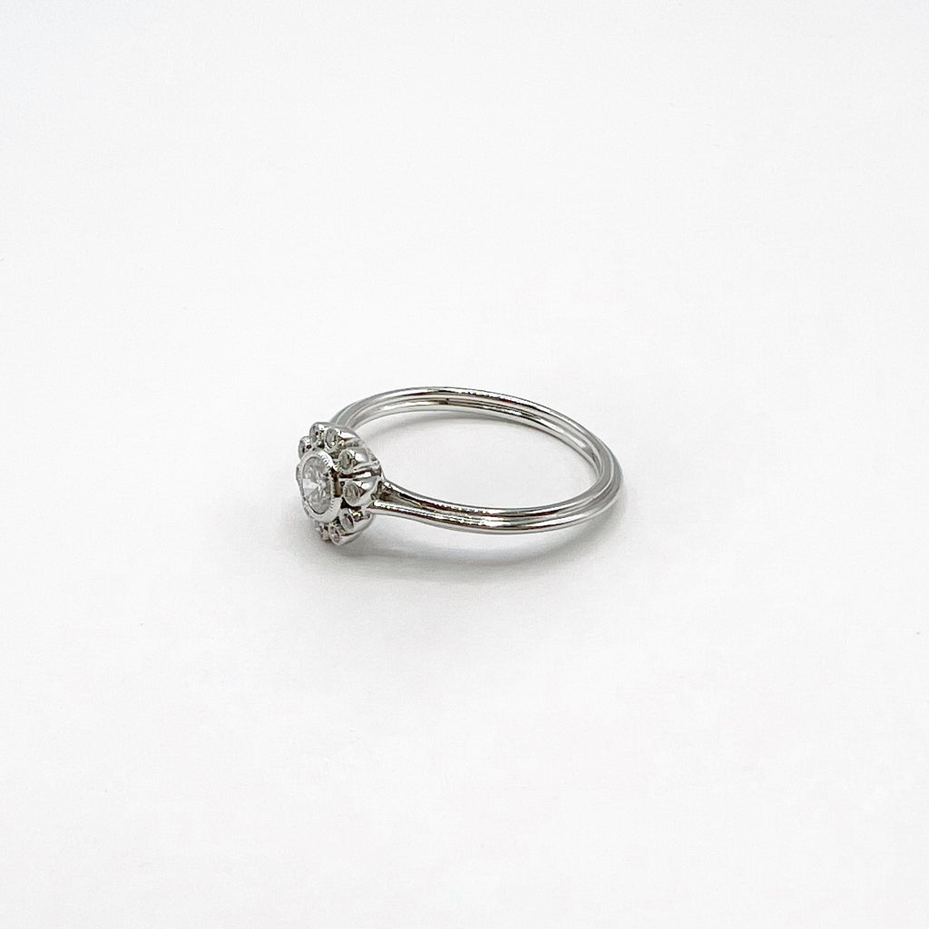 White Diamond Flower Ring