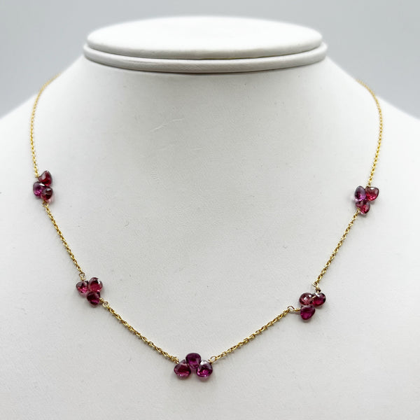 Pink Tourmaline Briolettes on Gold Filled Chain Necklace