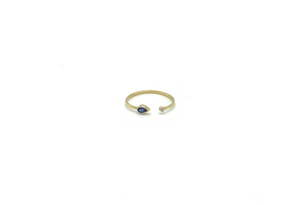 Sapphire Diamond Ring Set In 14 Karat Yellow Gold