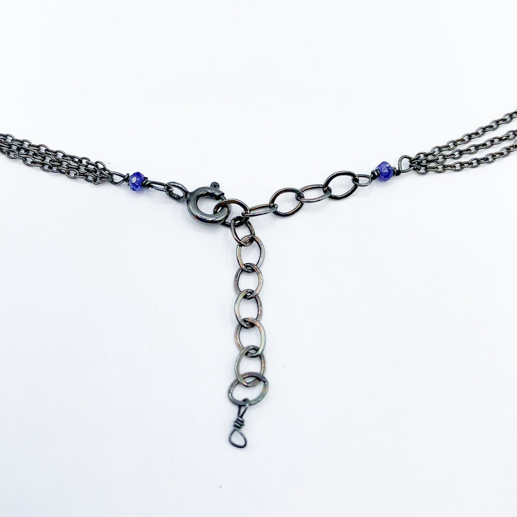 Sterling Silver Triple Chain with Tanzanite Beads Necklace