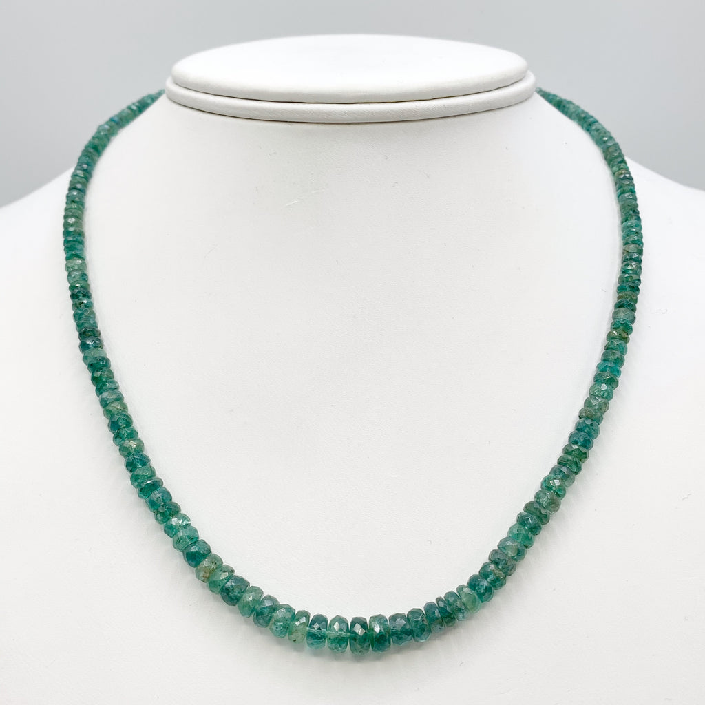 Emerald Graduated Beads with 14 Karat Yellow Gold Filled Chain and Clasp Necklace