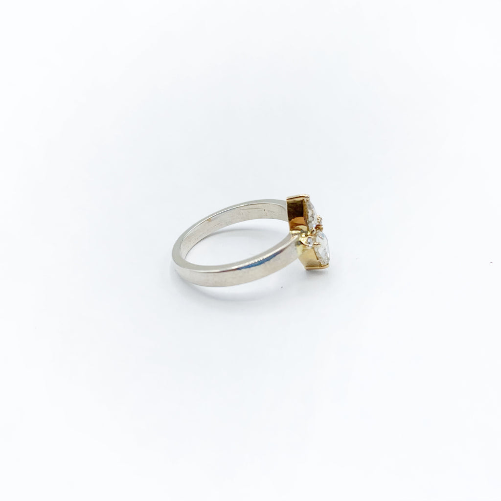 White and Pink Sterling Silver and Rose Gold Diamond Ring