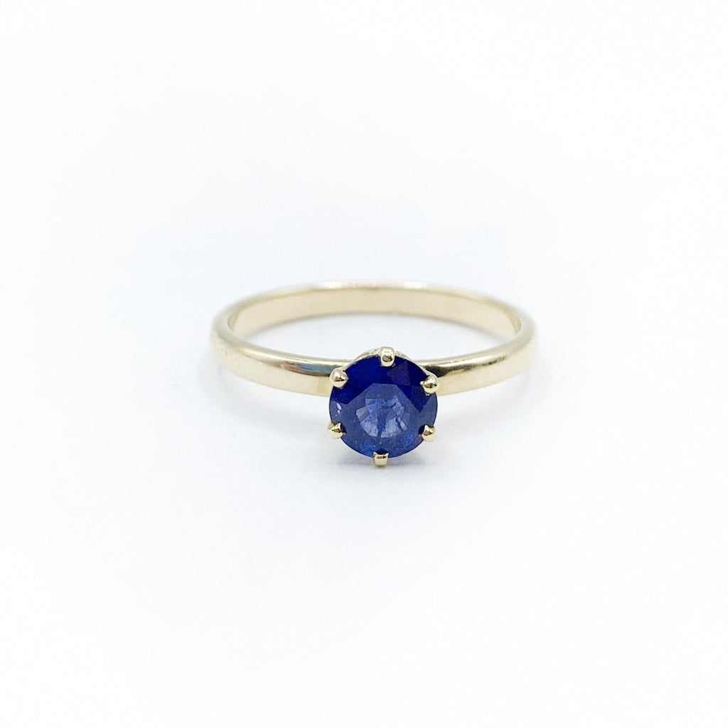 Deep Blue Sapphire in Sunny Gold