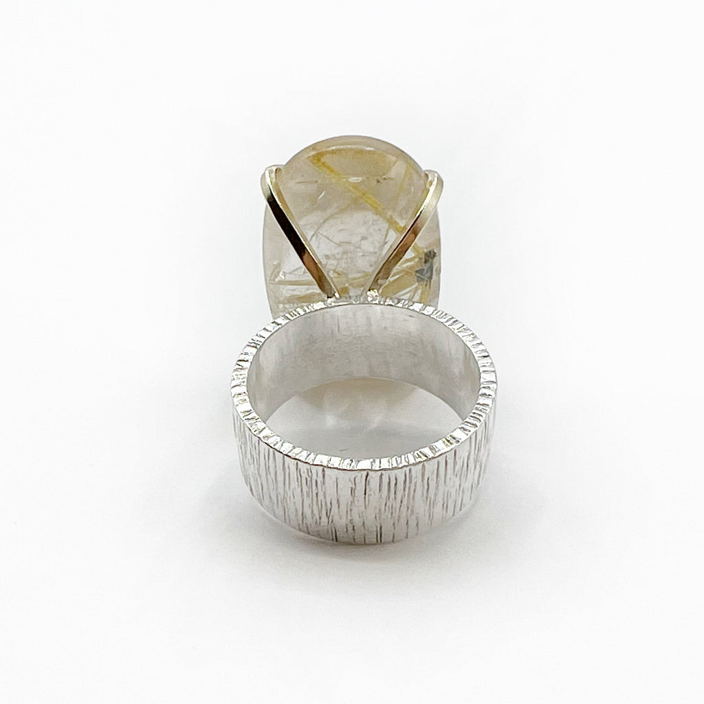 Rutilated Quartz and Sterling Silver Ring