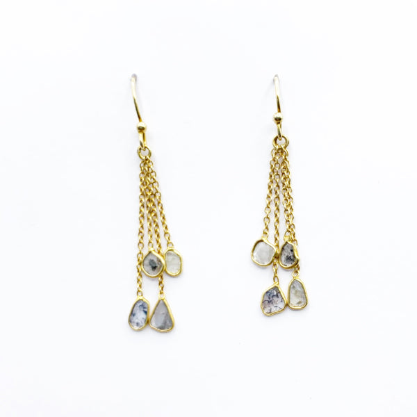 Gold and diamond slice drop earrings