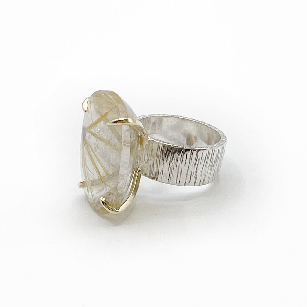 Rutilated Quartz and Sterling Silver Ring