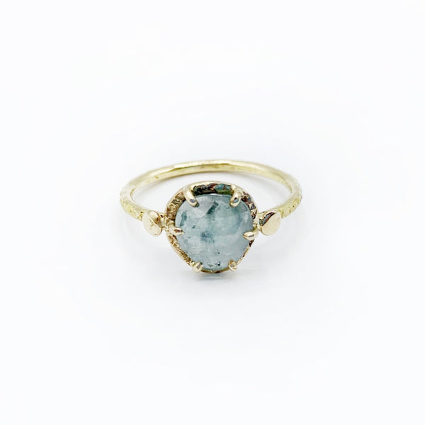 Icy Montana Sapphire on Hammered Gold