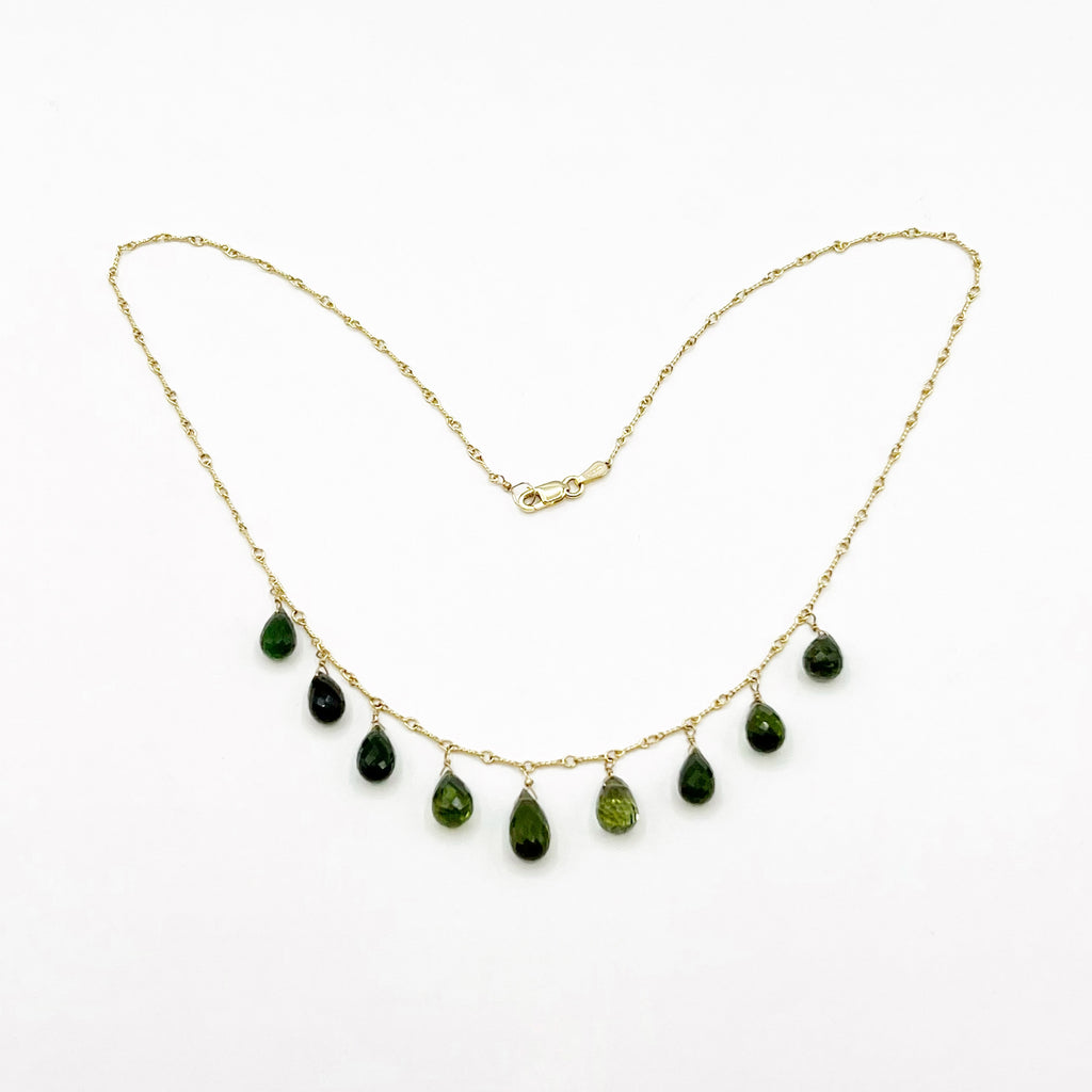 Forest Green Tourmalines on a Golden Chain