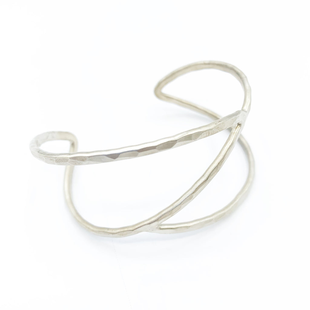 Sterling Silver Interlocking Wire Leaf Cuff