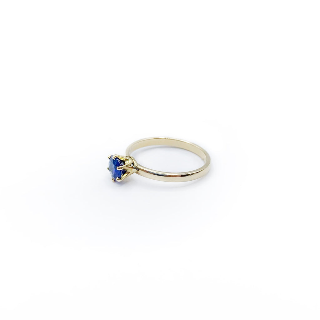 Deep Blue Sapphire in Sunny Gold