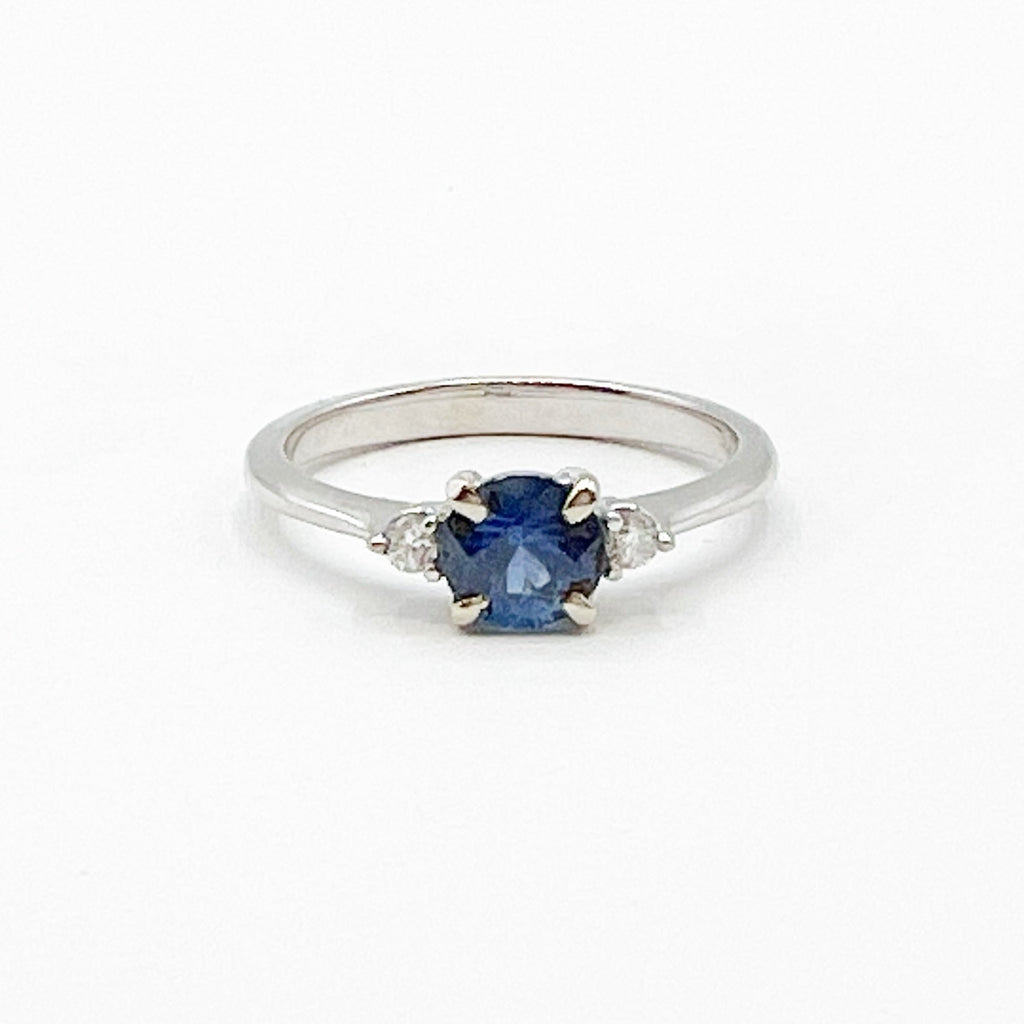 Blue Sapphire with Diamonds set in Icy White Gold