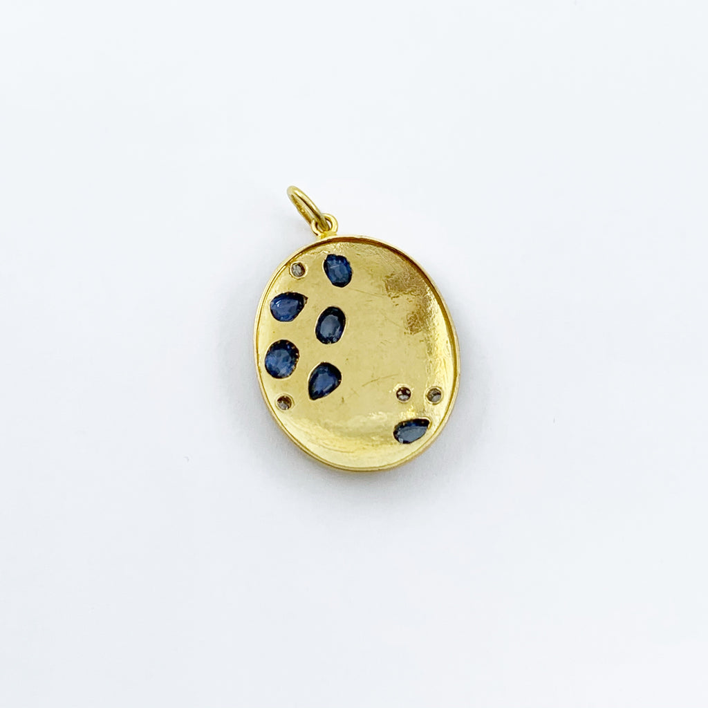 Sapphire and Diamond River Stones on Golden Disk