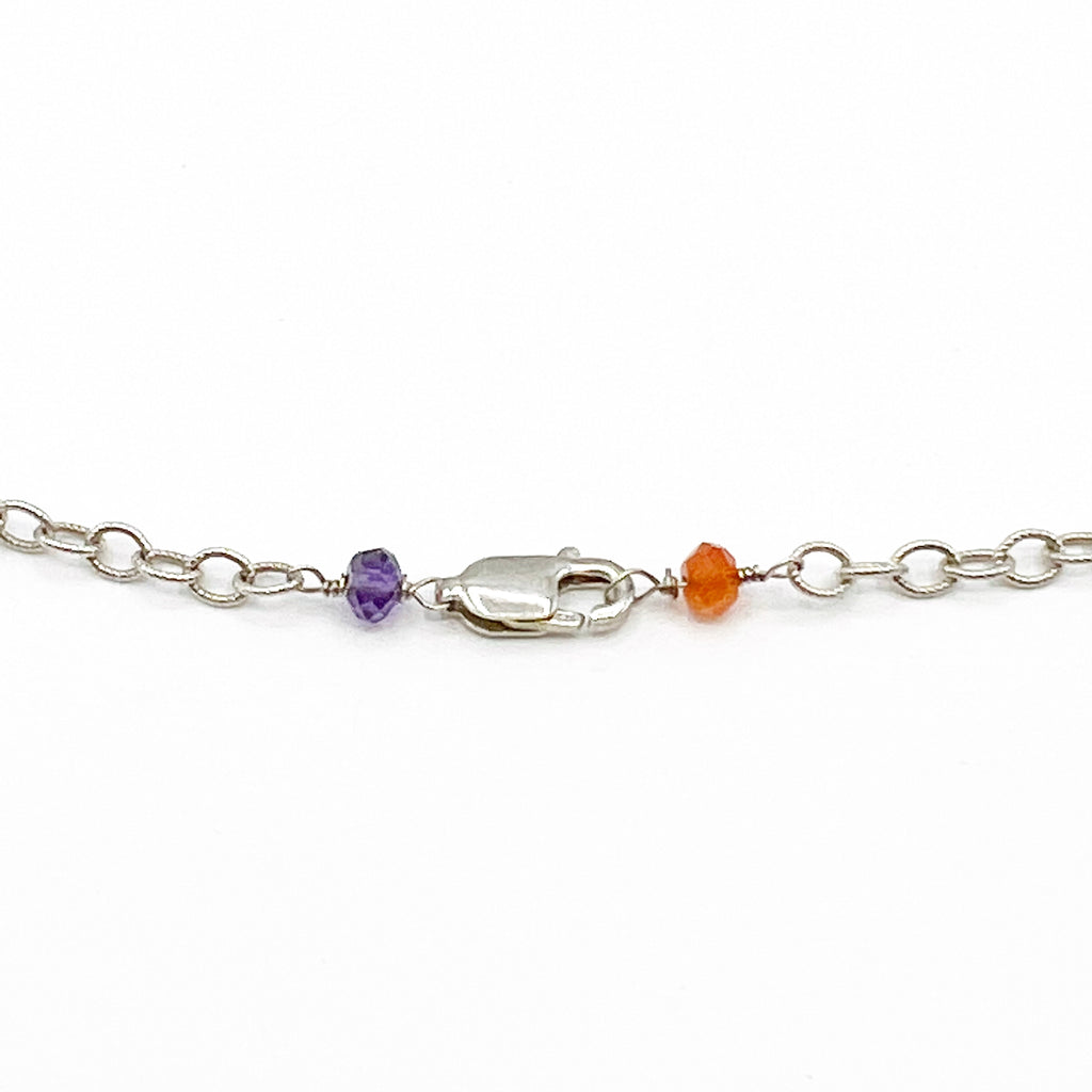 Camelian, Amethysts and Citrine Briolette Necklace with Sterling Silver