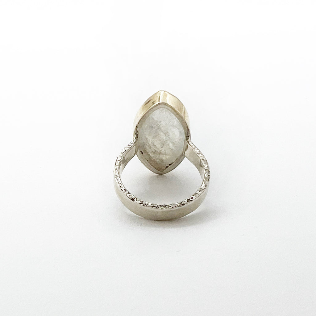 Moonstone Cat's Eye set in Gold over a Sterling Silver Band