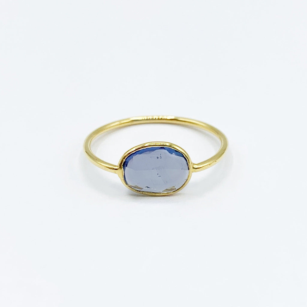 Delicate Rose Cut Sapphire on a Gold Band