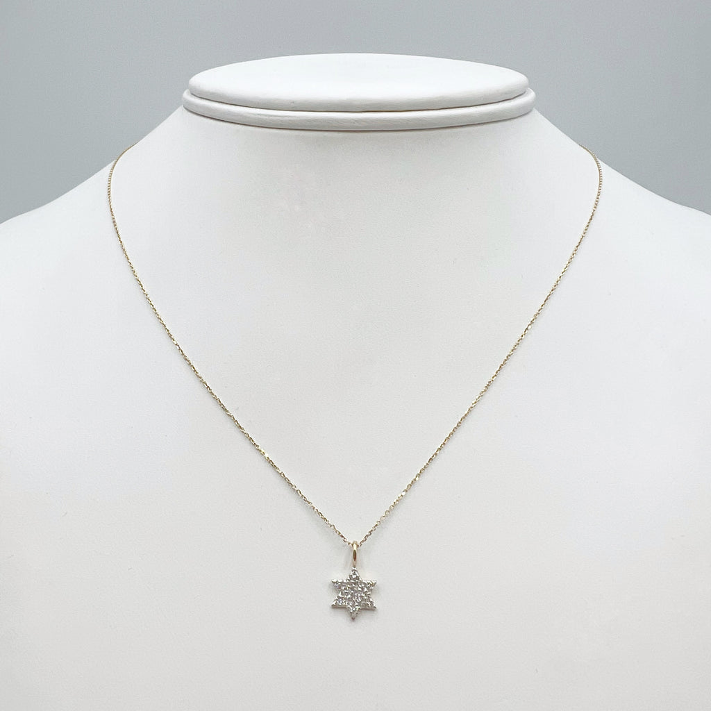 Pave Diamond 14 Karat Yellow Gold Star Necklace