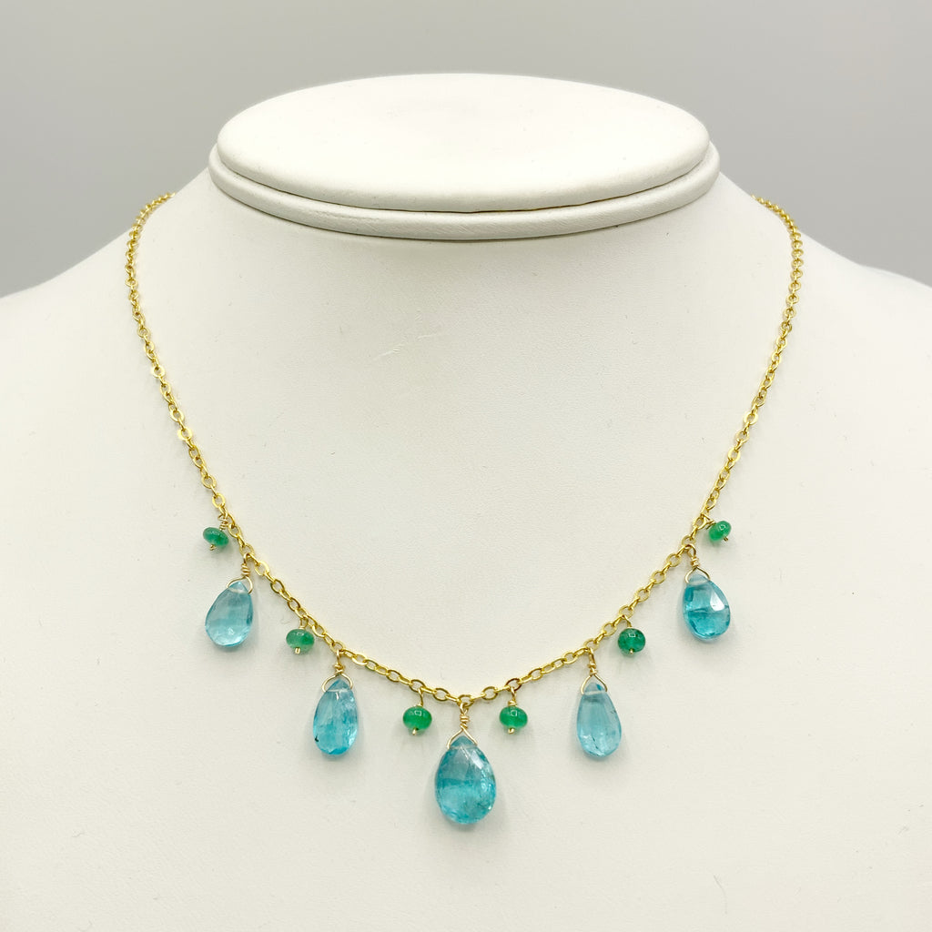 Yellow Gold Filled Necklace with Various Stones Necklace